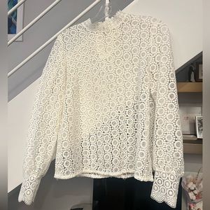 H&M lace high neck cream shirt US size 4